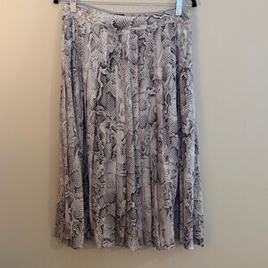 White House Black Market Snake Print Pleated Midi Skirt - Size 8